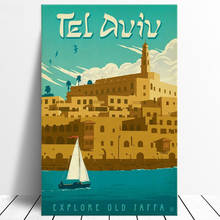 Pintura de paisaje de viaje Vintage, póster artístico impreso en lienzo para decoración del hogar, imagen impresa en la pared, de Tel Bang Israel, Explore jafa, nuevo 2024 - compra barato