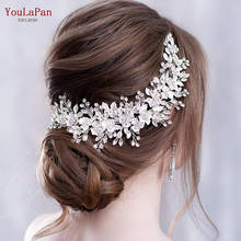 YouLaPan HP349 Silver Leaf Wedding Hair Crown Diamonds Bridal Headband Wedding Hair Jewelry Piece Rhinestone Crystal Tiaras 2024 - buy cheap