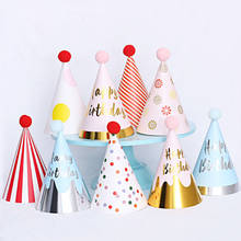 3 pieces Sequin Ball Bling Pink Blue Red Happy Birthday Hat for Party Decorations Cute Baby Shower Gifts 2024 - buy cheap