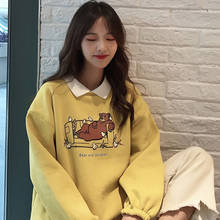 Cartoon Bear Oversized Sweatshirt Hoodies Graphics Yellow Women Korean Style Hoodie Casual Pullovers Loose Harajuku Streetwear 2024 - buy cheap