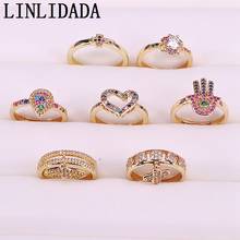 12Pcs Mix Random, Rainbow gold filled thin ring micro pave cz simple colorful cz adjustable rings wholesale 2024 - buy cheap