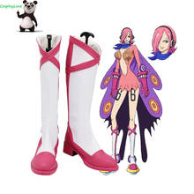 One Piece Germa 66 Vinsmoke Reiju-Botas largas de cuero para Cosplay, zapatos blancos y rosas, hechos a medida para fiesta, navidad, Halloween 2024 - compra barato