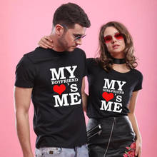 Camiseta a juego de My Boyfriend Me Loves/Girlfriend Me Loves para parejas, Camisetas estampadas para parejas, ropa para regalo del Día de San Valentín 2024 - compra barato