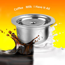 Cápsula de café rellenable con Espumador de leche, cápsulas de café reutilizables de acero sin aguja, filtro para máquina de Espresso Vertuoline 2024 - compra barato