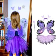 Conjunto de disfraz de hada para niños y adultos, falda de tutú puntiaguda con alas de mariposa de simulación LED, diadema, varita de princesa para fiesta, 4 Uds. 2024 - compra barato