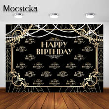 Mocsicka Great Gatsby Birthday Backdrop for Adult Gatsby Theme Birthday Party Black Gold Decoration Photo Booth Background 2024 - buy cheap