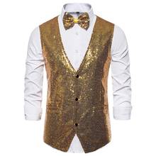 Sequins Men's Suit Vest Slim Fit party men vest Waistcoat Sleeveless  chalecos para hombre  d91212 2024 - buy cheap
