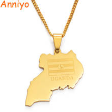 Anniyo-Colgante de acero inoxidable con forma de mapa para hombre y mujer, collares de cadena con Maps dorados, regalo de joyería #119521 2024 - compra barato