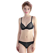Lingerie feminina sensual transparente ultra-fina com arame calcinha renda lingerie conjunto de sutiã 3 tamanhos 2024 - compre barato
