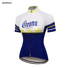 Camiseta de ciclismo para mujer, Maillot de equipo profesional para bicicleta de montaña y carretera, transpirable, color azul, Verano 2024 - compra barato