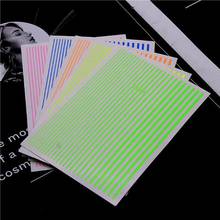 NEW! 3D Fluorescent Stripes Nail Art Sticker Rainbow Neon Adhesive Sticker Flexible Line Decals for Nail Art Decoration Manicure 2024 - buy cheap