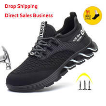 XPUHGM Brand Men Safety Work Shoes All Season Breathable Working Boots Steel Toe Anti-Smashing Construction Safety Work Sneakers 2024 - купить недорого