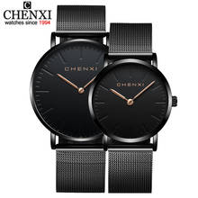 Luxury Brand CHENXI Watch Fashion Lovers Wristwatches Women Men Quartz Wristwatch Black Casual Mesh Strap Ultra Thin Watches 2024 - buy cheap