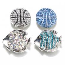 5pcs/lot New Snap Button Jewelry Bracelets Charm Metal Crystal Rhinestone Colorful 18mm Snap Buttons Fit DIY Snap Bracelet 2024 - buy cheap
