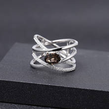 Anel de prata refinada 925 sólida para balé para mulheres, anel de dedo 0,75ct de quartzo esfumaçado natural, joias finas para mulheres 2024 - compre barato