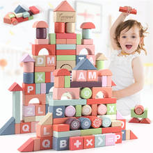 Bloques de construcción de madera de gran tamaño para niños, juguete de ensamblaje de letras digitales, juguete educativo intelectual, 94 unids/set por Set 2024 - compra barato