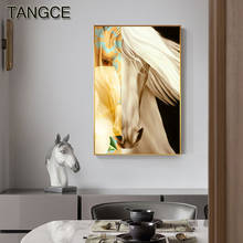 Abstract White Yellow War Horse Poster Modern Canvas Painting Horse Poster Picture Decor for Living Room Aisle Animal Wall Art 2024 - buy cheap