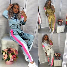 Two Piece Set Tracksuits Women's Suit Reflection Top And Pants Casual Sport Suit Autumn Loose For Sportswear Sports Suit Women 2024 - buy cheap