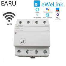 Disyuntor 4P Din Rail WIFI interruptor temporizador inteligente Control remoto por aplicación EWeLink Smart Home compatible con Alexa Google 2024 - compra barato