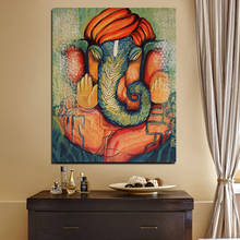 Contemporâneo ganesha posters imprime arte da parede pintura em tela moderna imagem da parede para sala de estar decoração casa arte 2024 - compre barato