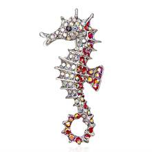 3 Colors Available Rhinestone Seahorse Brooch Cute Sea Horse Animal Brooches Kids Women Men Lapel Pins Jewelry Gift Dropshipping 2024 - buy cheap