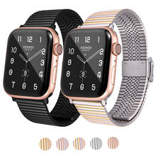 New Stainless Steel Mesh Strap For Apple Watch Band 6 SE 44/42mm Watchband Bracelet Band for correa iWatch Series 4 5 6 42/38mm 2024 - купить недорого