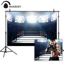 Allenjoy backgrounds for photography studio boxing arena ring surrounded ropes spotlight night backdrop new design photocall 2024 - buy cheap