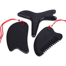 3pcs/set 4A Black Bian Stone Gua Sha Comb Face Body Massage Guasha Scrape Point Sticker Therapy Natural Health Cure Cone Free 2024 - buy cheap