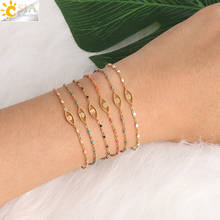 CSJA Turkish Evil Eye Bracelet Luxury Stainless Steel Ladies Bracelets for Women Gold Color Beads Link Chain Femme Jewelry S406 2024 - buy cheap
