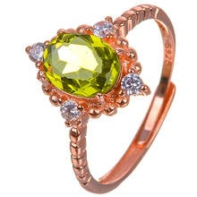 Natural Peridot Stone Rings Genuine Solid 925 Sterling Silver Woman Gem Ring Fine Jewelry 2024 - buy cheap