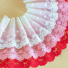 Rojo/rosa de malla de Nylon hilo de algodón bordado delicado recorte de encaje DIY tela de encaje Ropa Accesorios 9cm 3Yds/lote 2024 - compra barato