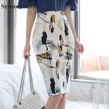 Women Skirts Summer Knee-Length Print Skirt Flowers Pencil Skirts Split slim step skirts women 2024 - buy cheap