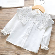 Blusa blanca de encaje para bebés y adolescentes, Camisa de algodón de manga larga para primavera y verano, 6, 8, 10 y 12 años 2024 - compra barato