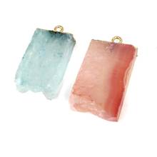 1PC Natural Stone Irregular Rectangular Agates Pendant Necklace Charms Pendant for Jewelry Making DIY Necklace Size 22x38mm 2024 - buy cheap