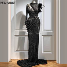Design puro frisado vestidos de noite penas vestido de festa 2020 personalizar dubai árabe sereia vestido de baile robe de soiree kaftans 2024 - compre barato