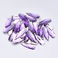 JUNAO 10*30mm Big Sewing Light Purple Crystals Drop Rhinestone Flatback Acrylic Stones Large Strass Crystal Applique For Clothes 2024 - buy cheap