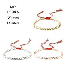 Pulsera de cuerda de la suerte de algodón, brazalete de cuentas de cobre tibetano, pulsera trenzada budista, amuleto de la buena suerte, joyería ajustable 2024 - compra barato