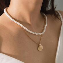 Модные ювелирные изделия, многослойное ожерелье, жемчужное ожерелье ручной работы, женское простое ожерелье с двойной цепочкой 2024 - купить недорого