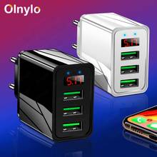 Olnylo Быстрая зарядка 3,0 USB зарядное устройство для iPhone 11 X Xiaomi Samsung Huawei 5V 3A цифровой дисплей Быстрая зарядка настенное зарядное устройство для телефона 2024 - купить недорого