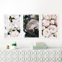 Pink Flower Rose Bud Posters White Peony Wall Art Canvas Painting Wall Pictures For Living Room Cuadros Decoracion Unframed 2024 - buy cheap