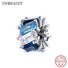 Berloques de prata esterlina 100% autêntica originais, contas de zircônio azul 925, ajuste para pulseira pandora, acessórios de pulseira, amuletos, joias femininas 2024 - compre barato