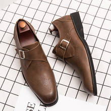 Sapatos de couro masculino fixsys com fivela formal, calçados oxford retrô para trabalho, casamento e escritório 2024 - compre barato