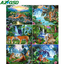 AZQSD-pintura de diamantes completa cuadrada, regalo hecho a mano de Tigre, bordado de diamantes, animales, mosaico, decoración del hogar 2024 - compra barato