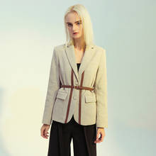 Fashion Autumn Women Blazers Splicing British Style Office Lady Suit Business Female Blazer Coat Sexy with Belt and Long Sleeves 2024 - buy cheap