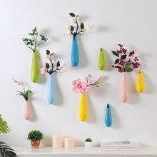 Скандинавская Керамическая Настенная подвесная ваза для цветов, креативная настенная подвесная растение, бар, ресторан, настенный цветочный горшок, украшение для дома 2024 - купить недорого