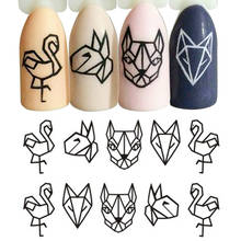 1 Sheet Water Nail Stickers Black Cartoon Animal Flamingo Fox Hollow Designs Sliders For Nail Decals DIY Manicure SASTZ651-654 2024 - buy cheap