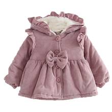 Детская куртка с капюшоном для младенцев, зимнее теплое пальто для маленьких девочек, милое плотное бархатное Детское пальто, однотонная детская верхняя одежда 2024 - купить недорого