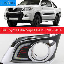 Дневные ходовые светильник для TOYOTA HILUX VIGO CHAMP 2012, 2013, 2014, 12 В, 1 пара 2024 - купить недорого