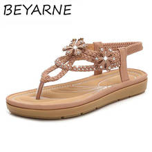 BEYARNE-Sandalias bohemias con flores para mujer, chanclas de playa con diamantes de imitación, zapatos informales de fondo suave, tallas grandes, 2020 2024 - compra barato