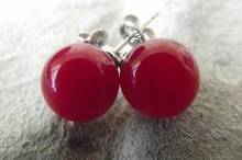 New Beautiful 10MM Natural Round red shell pearl Earrings 2024 - buy cheap